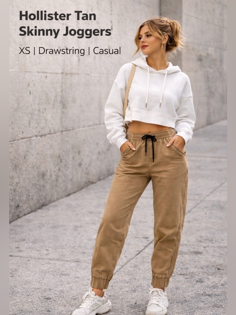 Hollister Tan Skinny Jogger Pants XS Drawstring Casual Lounge